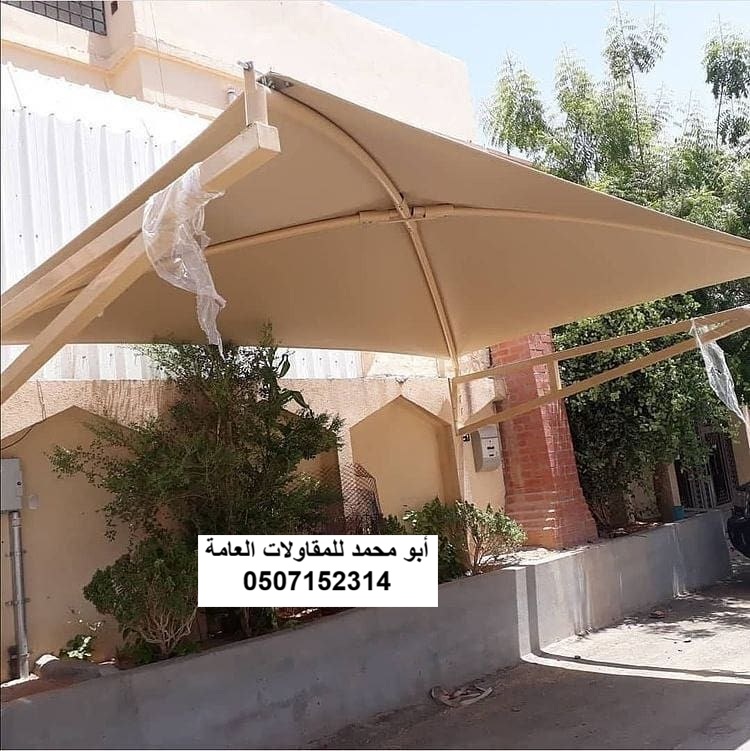 تنفيذ مظلات سيارات لمشروع استراحة خاصة في الخبر